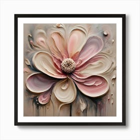 Abstract Pink And Beige Flower Design Art Print