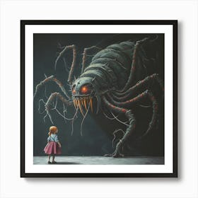 Spider And The Little Girl Art Print