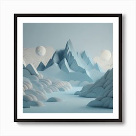 Firefly An Illustration Of A Beautiful Majestic Cinematic Tranquil Mountain Landscape In Neutral Col (54) Art Print