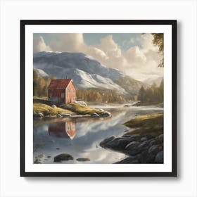 House By The Lake Art Print