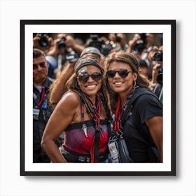 Two Women Posing For The Camera Art Print