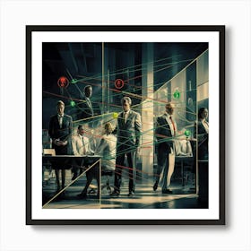 Group Of People In An Office Art Print