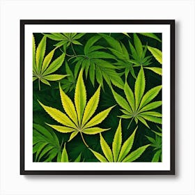 Seamless Pattern Of Marijuana Leaves 2 Art Print