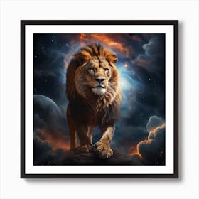 Lion In The Sky - A Lion Emerges From The Heart Of The Sky Art Print