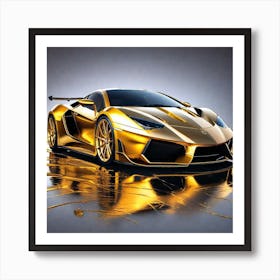 Gold Lamborghini 4 Art Print
