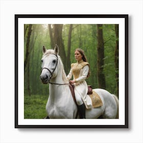 White Horse In The Woods Art Print