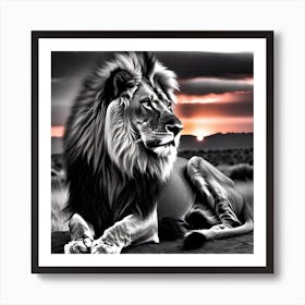 Lion In The Sunset 2 Art Print