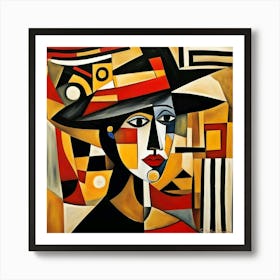 Abstract Woman In Hat Art Print