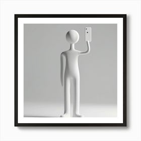 Portrait Of A Man Holding A Phone Art Print