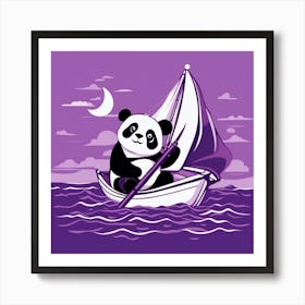 Journey Of Panda On The Purple Sea Art Print