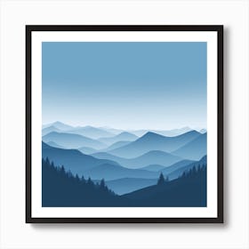 Misty mountains background in blue tone 93 Art Print