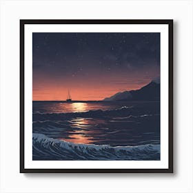 Sunset In The Ocean Art Print