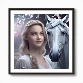 Girl And A Horse 5 Art Print