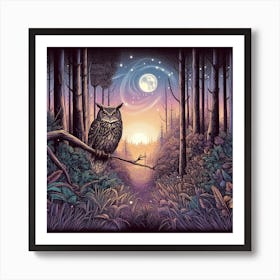 Owl In The Forest 9 Art Print