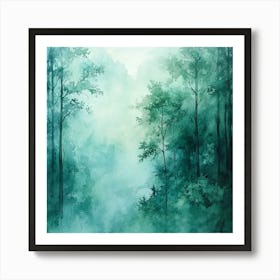 Watercolor Of A Forest Art Print