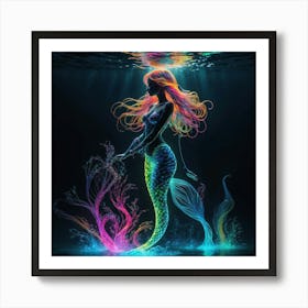 Mermaid In Water Art Print