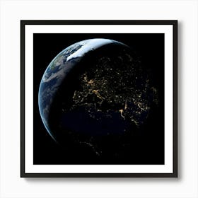 Earth At Night Art Print