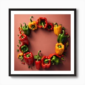 Colorful Peppers In A Circle 6 Art Print