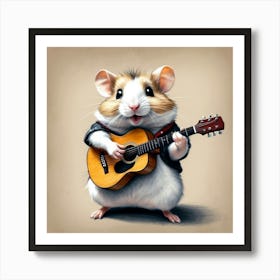 Hamster Playing Guitar 11 Art Print