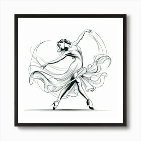 Line Art Latin Dancer Art Print