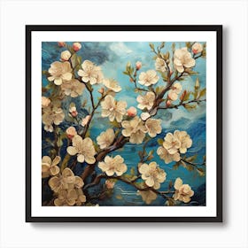 Blooming apple tree branches 1 Art Print