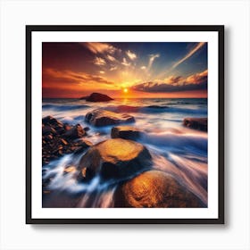 Sunset At The Beach 464 Art Print