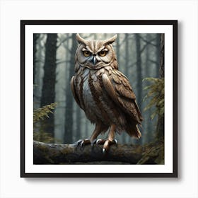 Owl In The Forest 106 Art Print