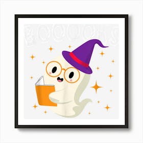 Booooks Ghost Boo Read Books Library Halloween Men Women Kid Art Print