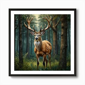 Deer In The Forest 14 Art Print