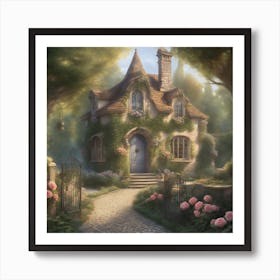 Cinderellas House Nestled In A Tranquil Forest Glade Boasts Walls Adorned With Climbing Roses Th (5) Art Print