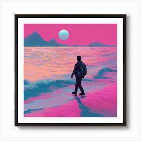 Minimalism Masterpiece, Trace In The Waves To Infinity + Fine Layered Texture + Complementary Cmyk C (32) Art Print