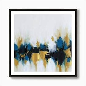 Abstract Blue And Gold Painting Art Print