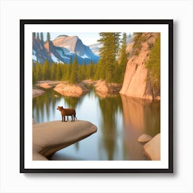 Bear In The River Art Print