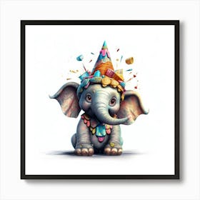 Birthday Elephant 3 Art Print