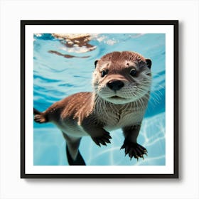 Brown otter swimming underwater Art Print