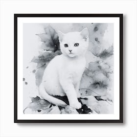 Black and White British Shorthair Kitten Art Print