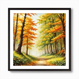 Forest In Autumn In Minimalist Style Square Composition 170 Art Print