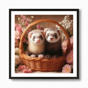 Ferrets In A Basket 2 Art Print