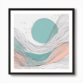 Minimalism Masterpiece, Trace In Water + Fine Gritty Texture + Complementary Pastel Scale + Abstract Art Print