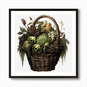 Basket Of Flowers 3 Art Print