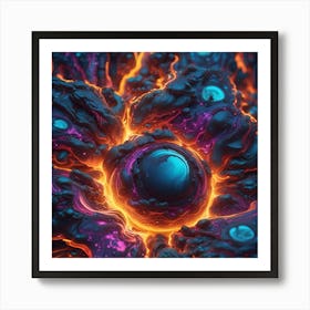 Abstract Fractal Art pearl sphere 3d Art Print