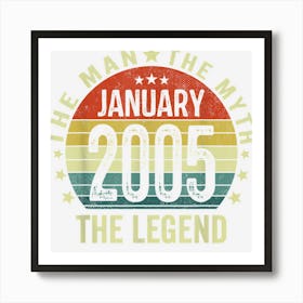 18th Birthdays 18 Yrs Old Man Myth Legend January 2005 1 Art Print