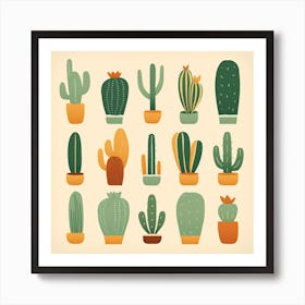 Rizwanakhan Simple Abstract Cactus Non Uniform Shapes Petrol 21 Art Print