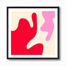 Abstract modern shapes pink, red Art Print