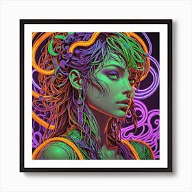 Neon Girl 1 Art Print