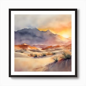 Watercolor Desert Landscape Art Print