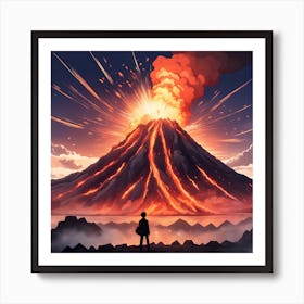 Man Looking At A Volcano Art Print