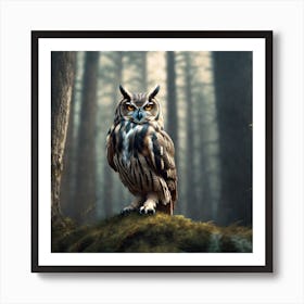 Owl In The Forest 59 Art Print