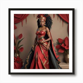 Pikaso Texttoimage Beautiful Africanpowerful Queen Warrior Dressed In (2) Art Print