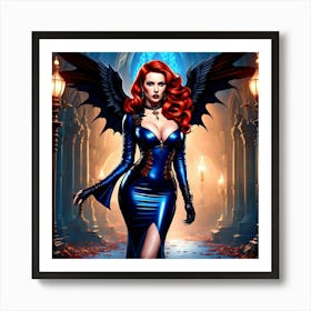 Gothic Woman With Wings 1 Art Print